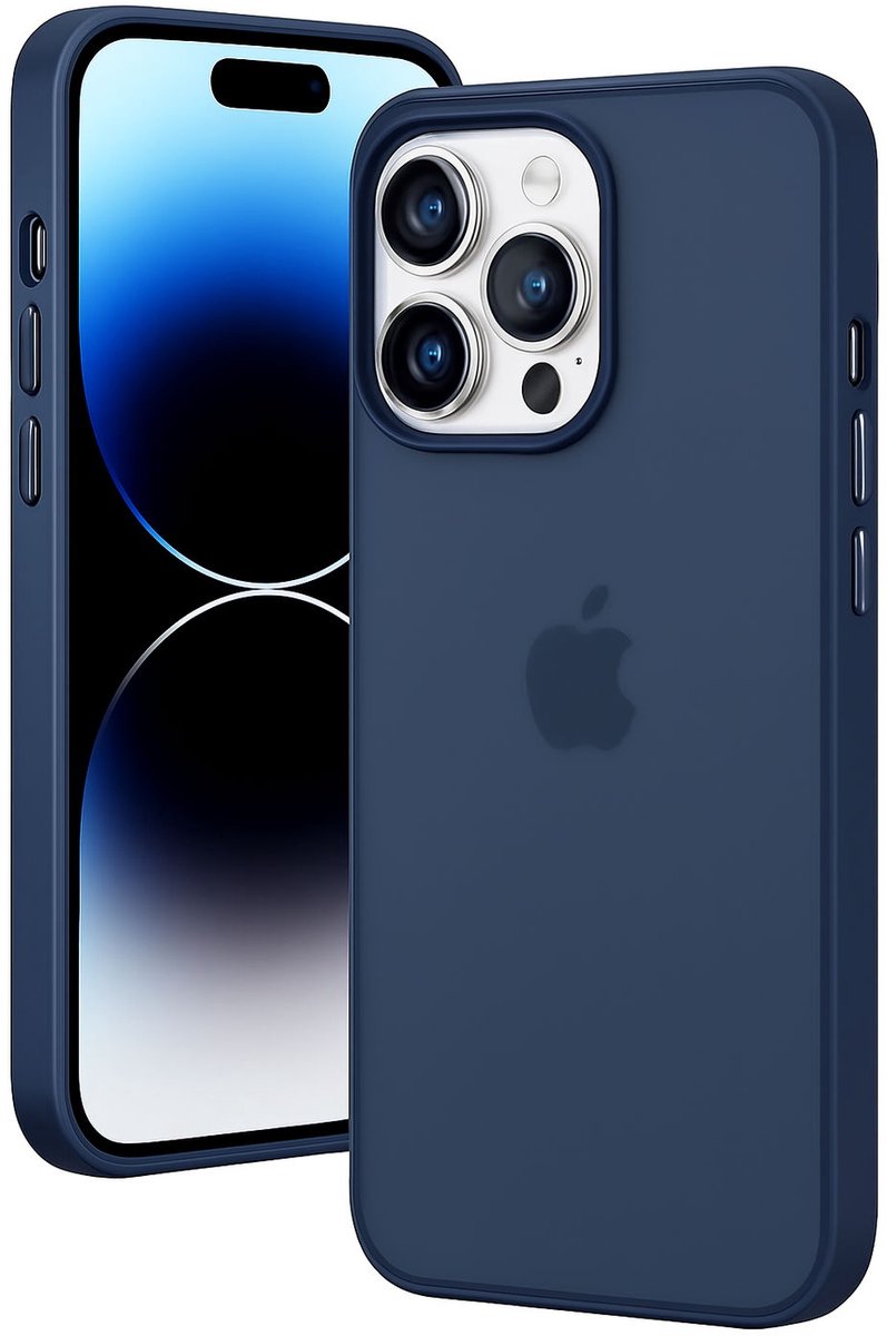 Hoesje Geschikt voor Apple iPhone 15 Pro - Matte Back Cover - Donker Blauw