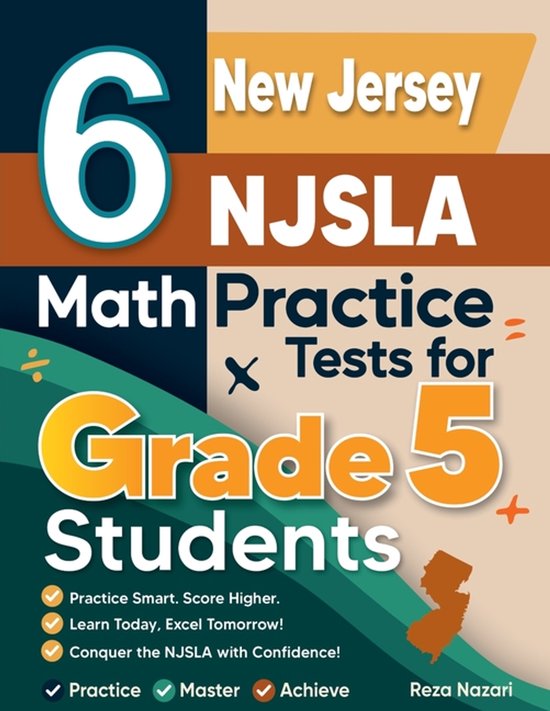 6 New Jersey NJSLA Grade 5 Math Practice Tests - cover