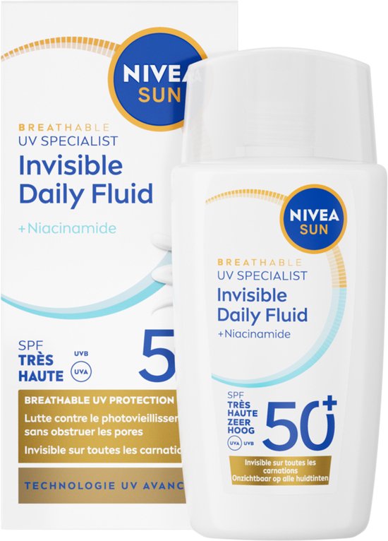 NIVEA SUN UV Face Invisible Daily Fluid Ultralichte Zonnebrand Gezicht SPF 50+ - Zonnebrandcrème - 40 ml