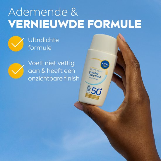 NIVEA SUN UV Face Invisible Daily Fluid Ultralichte Zonnebrand Gezicht SPF 50+ - Zonnebrandcrème - 40 ml