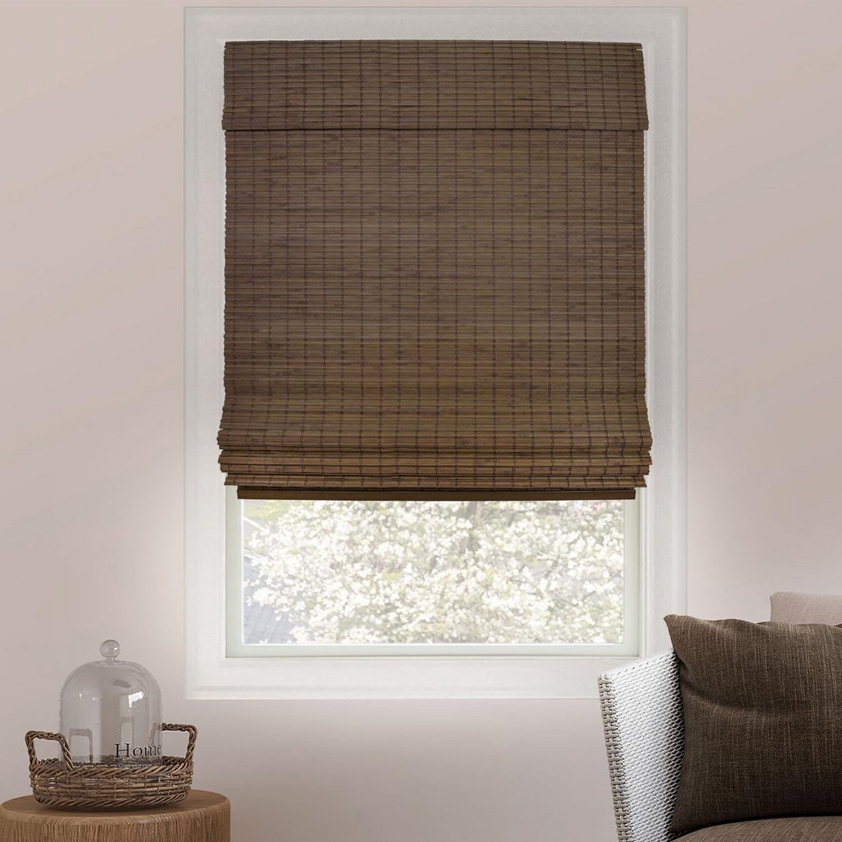 Verduisterende Bamboe Roman Gordijnen - Houtlook Raambekleding 80 x 160 cm