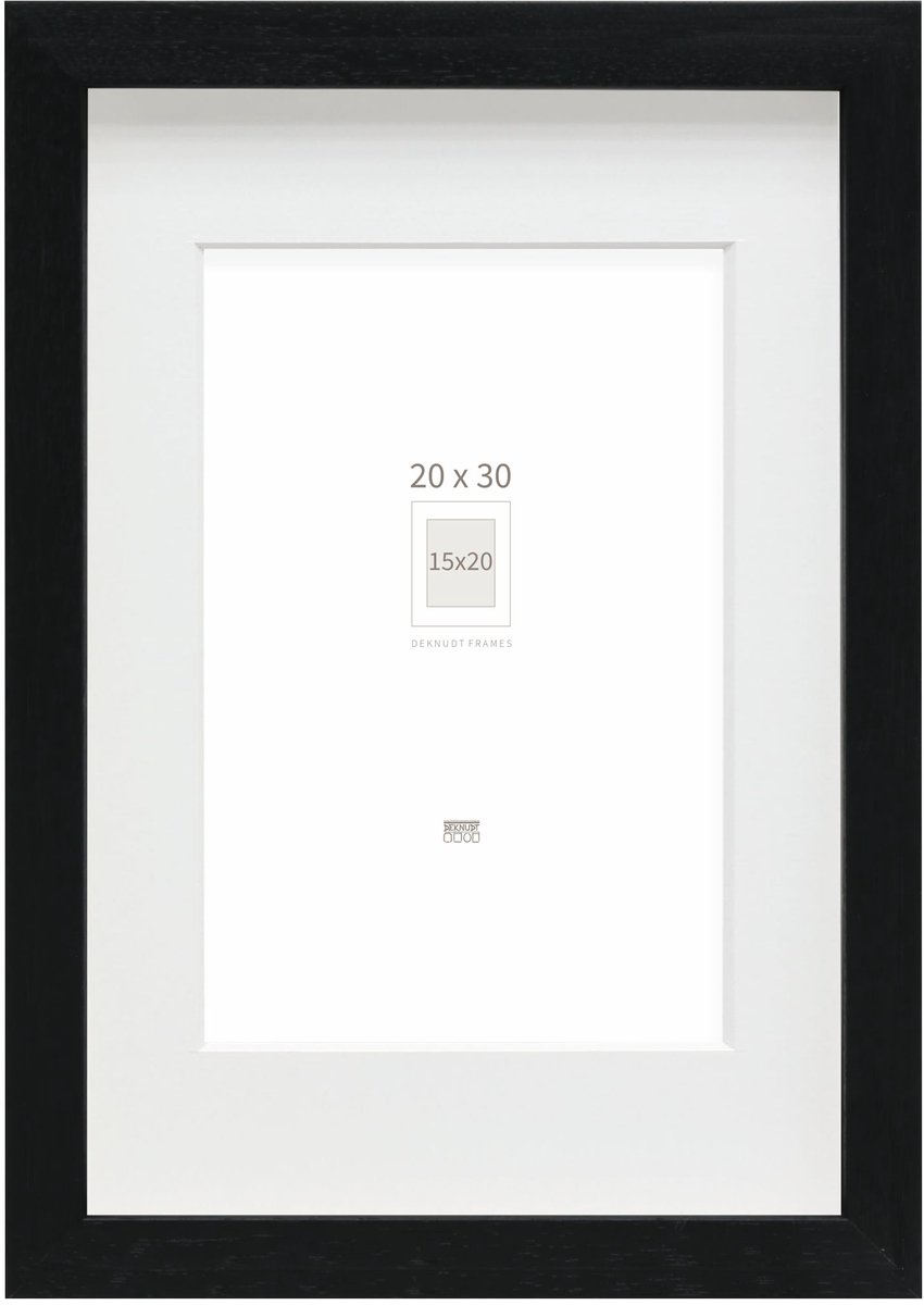 Deknudt Frames Fotolijst - zwart met passe-partout - 15x20 / 20x30 cm