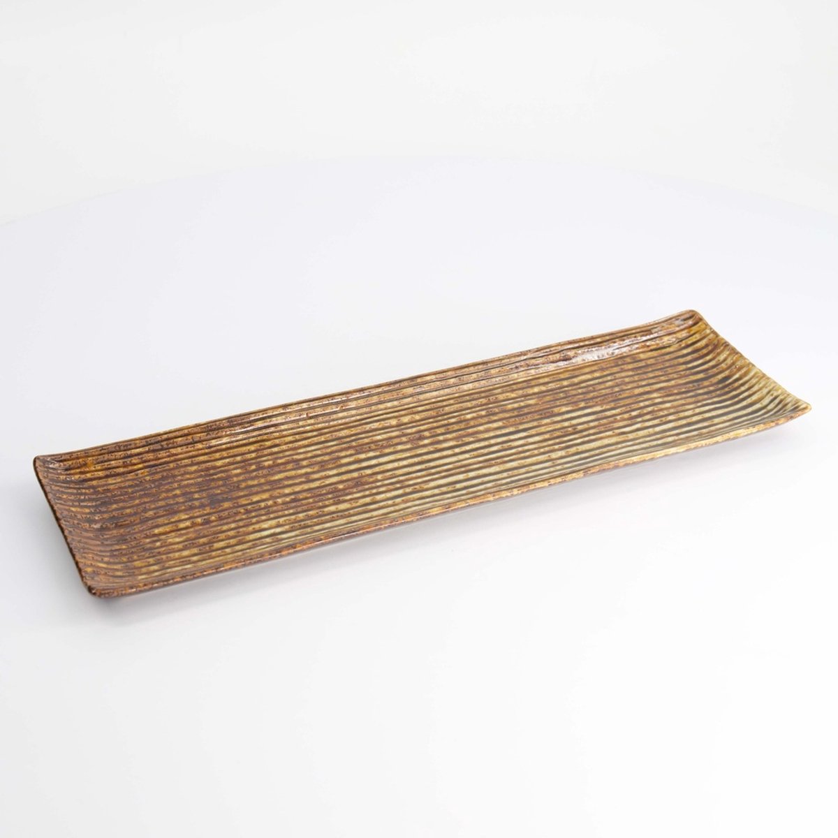 Mino Craft Rectangular Plate 33.2x10.5cm Brown 5/40