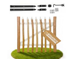 BOGATECO Hazelaar Tuinpoort – 100 x 70 cm – Links Draaiend – Inclusief Hang- en Sluitwerk – Houten Hekwerk Schapenhek Poort – Naturel Hazelaarhout