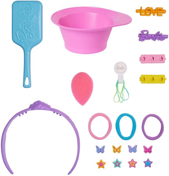 Barbie - Pop styling-hoofd, donkerbruin haar met meer dan 20 styling-accessoires, inclusief ster, vlinder en haarclips met kleurverandering — afbeelding 4