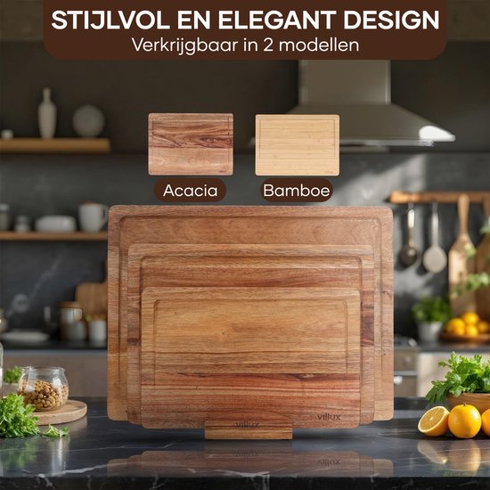 Decopatent® Snijplank Van Bamboe Hout Met Saprand - Groot Keukenplank Snijplank Groente Fruit Brood Houten Aanrechtplank
