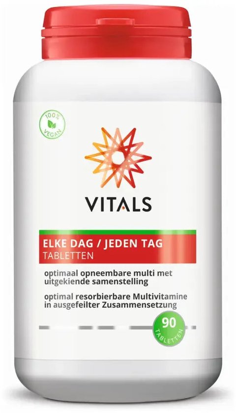 Vitals Elke Dag - 90 tabletten - multivitamine. Optimaal opneembare multi met een uitgekiende samenstelling.