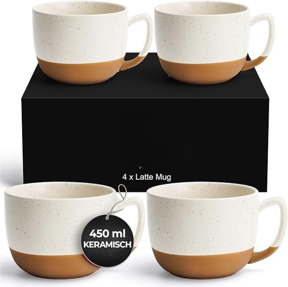 Verte Koffiemok - Keramische Latte Mokken - Elegante Moderne Koffiemokken Set voor Café - Latte - Thee - Warme Chocolademelk - 450 ml - Set van 4