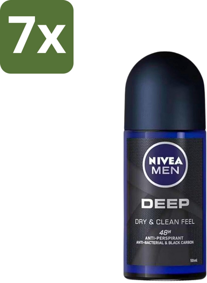 Nivea - Deo Roll-On - Men - Deep - 48 Uur Lang Werkend - 50 ml - Bulkverpakking - 7 stuks