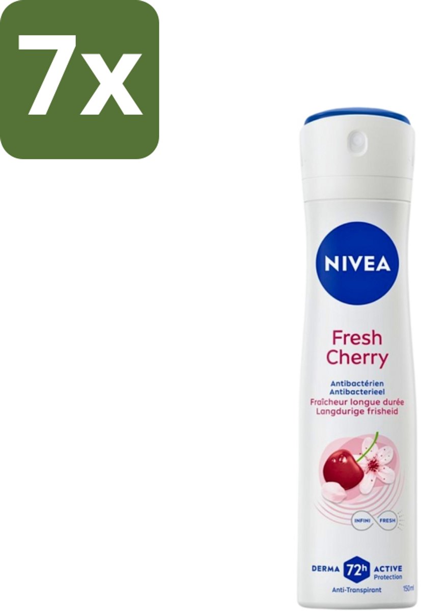 Nivea - Anti-Transpirant Deodorant - Fresh Cherry - 150 ml - Bulkverpakking - 7 stuks