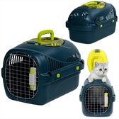 Peluvio Safy Katten vervoersbox – Reismand -Draagtas voor Katten tot 5 kg – Lichtgewicht & Inklapbaar – Stevige PP-behuizing & Metalen Deur – Goede Ventilatie – Uitneembaar Rooster & Water-/Voerbakje – Veilig & Comfortabel Onderweg