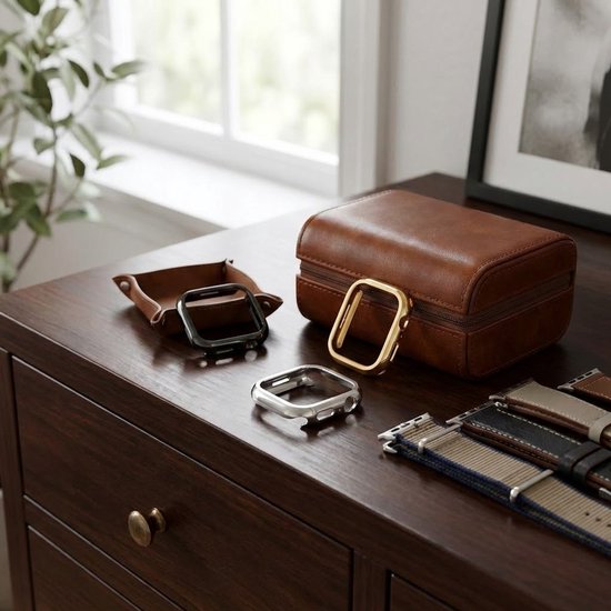 Zwart zilverkleurig en goudkleurig smartwatch beschermhoes set geschikt voor Apple Watch 44 mm serie SE / 4 / 5 / 6 driedelige harde PC case hol ontwerp decoratieve watch case