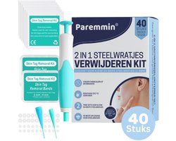 Paremmin 2 in 1 Steelwratjes Verwijderen Kit - 40 stuks - Groot en Klein - 2-8mm - Skin Tags - Steelwratten Verwijderaar - Skin Tag Remover