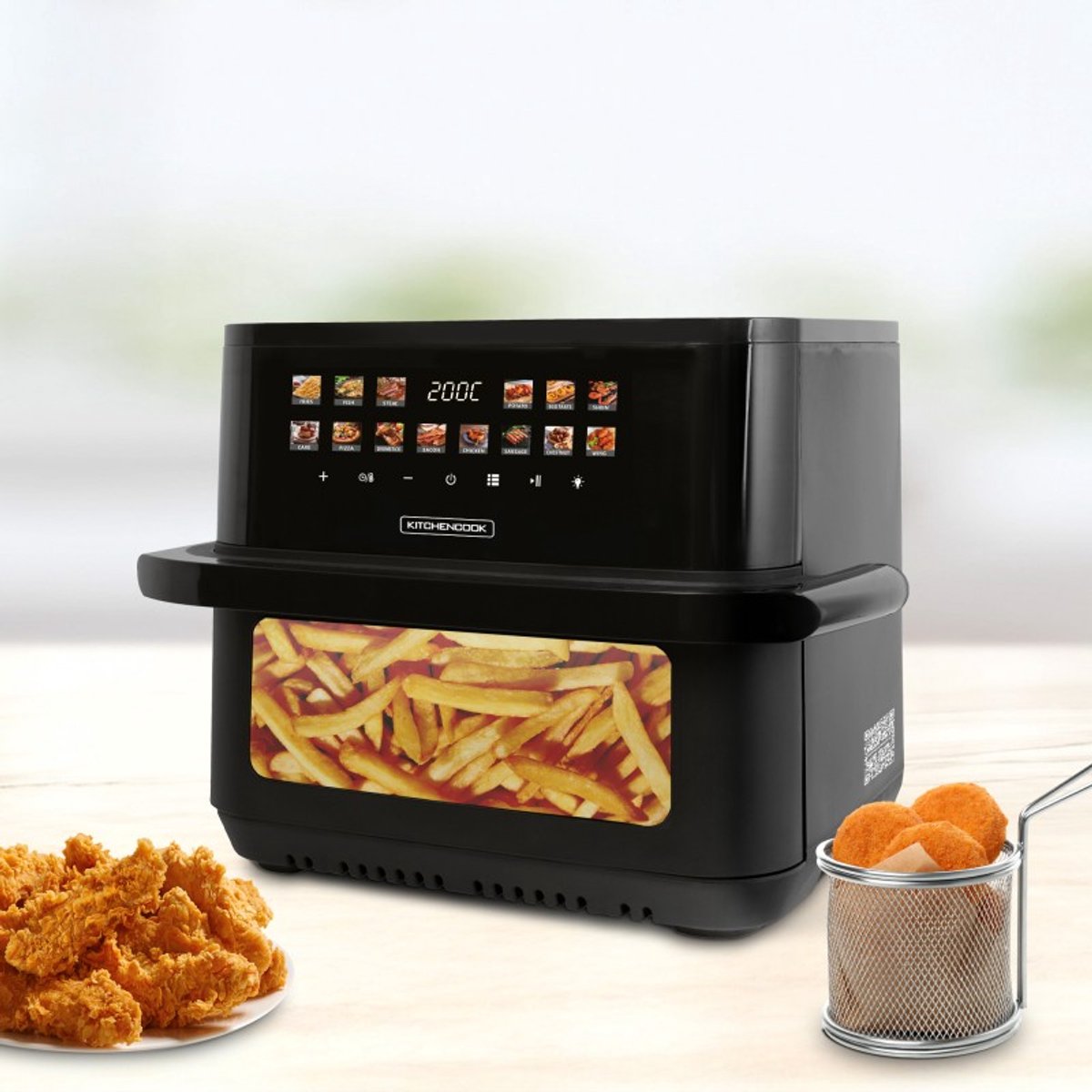 Kitchencook - Airmed 11 W - Airfryer XXL - 11L - 2000W - 14 Programma's - Kijkvenster - Zwart