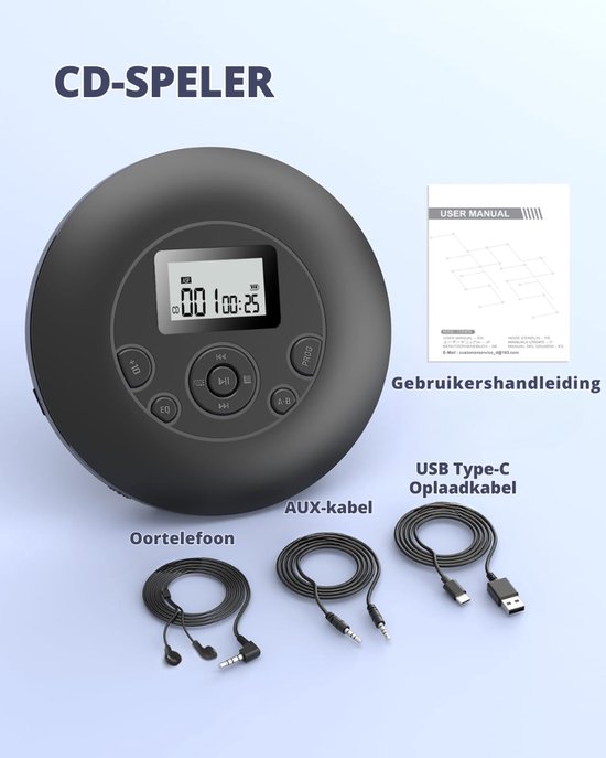 VH Supplies® Discman CD Speler - Draagbare CD-Speler - Compact Disc-Speler - Zwart van Supplies — afbeelding 2