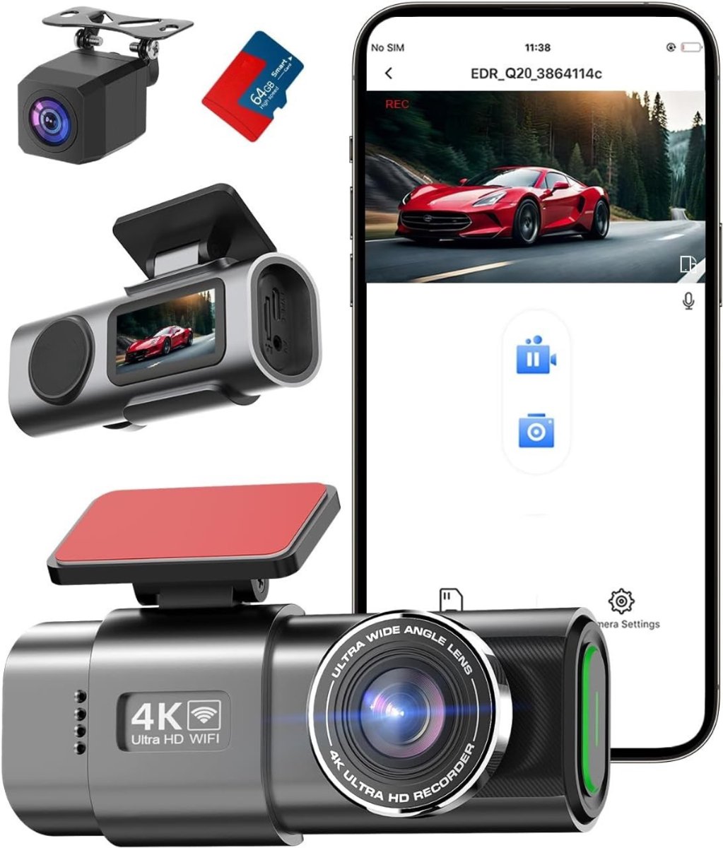 Florixa®Dashcam voor Auto Voor en Achter - Dashcam - Zwart - 3cm x 6cm x 3cm
