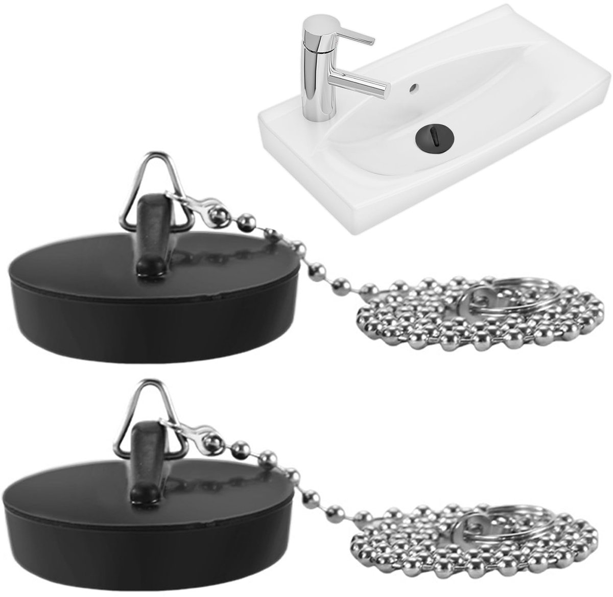 Afvoerstop - Rubber met 40 cm Ketting - Diameter 40-45 mm