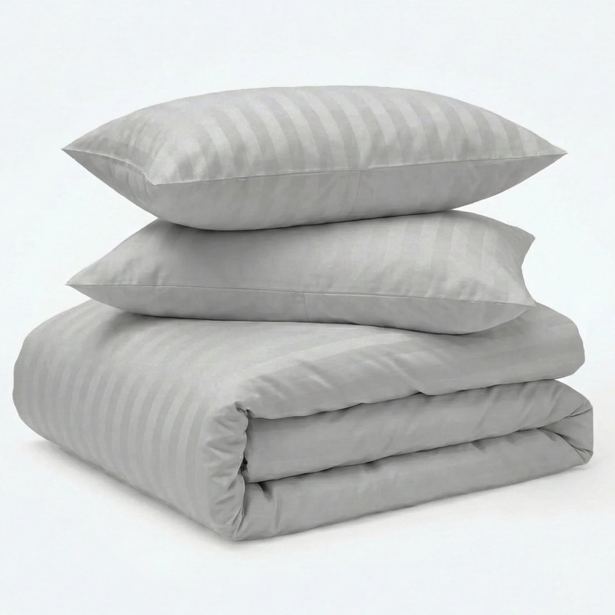 Decoware Dekbedovertrek Hotelstreep 240x220 cm - Grijs - Katoensatijn - Met Kussenslopen - Lits-jumeaux