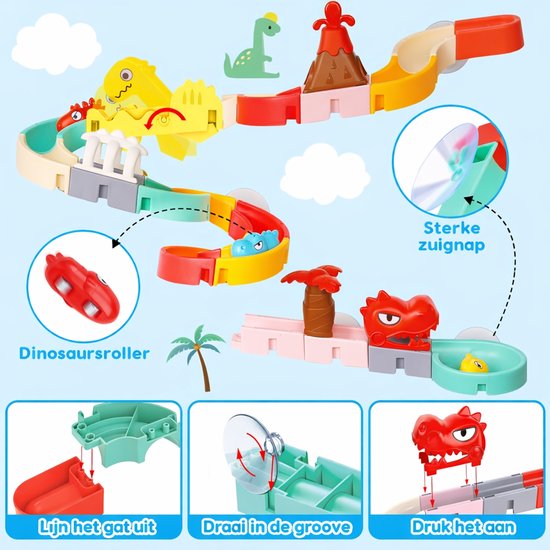 Waterbaan & Glijbaan Badset – 43-delige DIY bouwset Waterbaan – Montessori Badspeelgoed voor Kinderen vanaf 2 Jaar — afbeelding 4