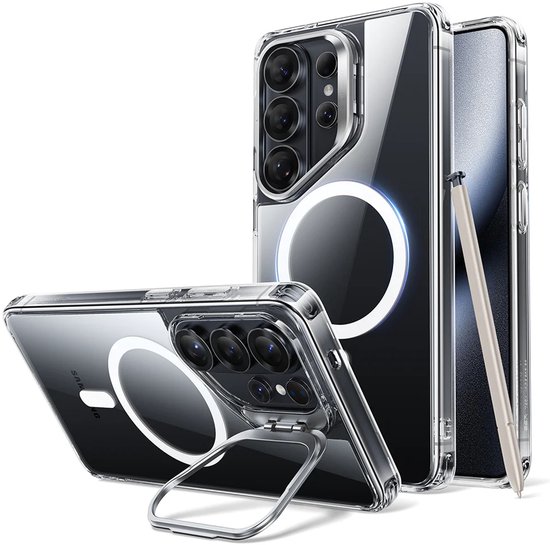 Coque ESR Adaptée pour Samsung Galaxy S26 Ultra - Classic Hybrid HaloLock - Compatible avec MagSafe / Qi2 et ESR HaloLock - Coque arrière avec support - Béquille de caméra - Transparent