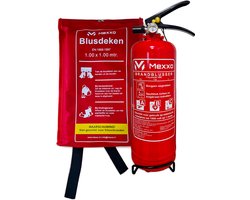 Mexxo blusset - Brandblusser 2 kg ABC + Blusdeken 100x100cm - Montagebeugel en keuringssticker