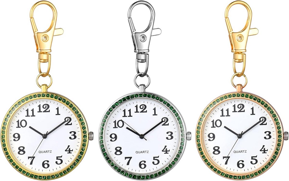 Clip-on Zakhorloge met Sleutelhanger voor Dames en Heren - Quartz Uurwerk en Riemclip