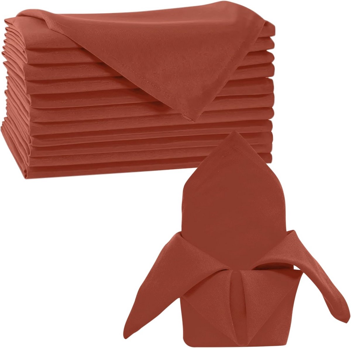 Set van 100 Kastanjebruine Stoffen Tafelservetten Polyester 50x50 cm Herbruikbaar