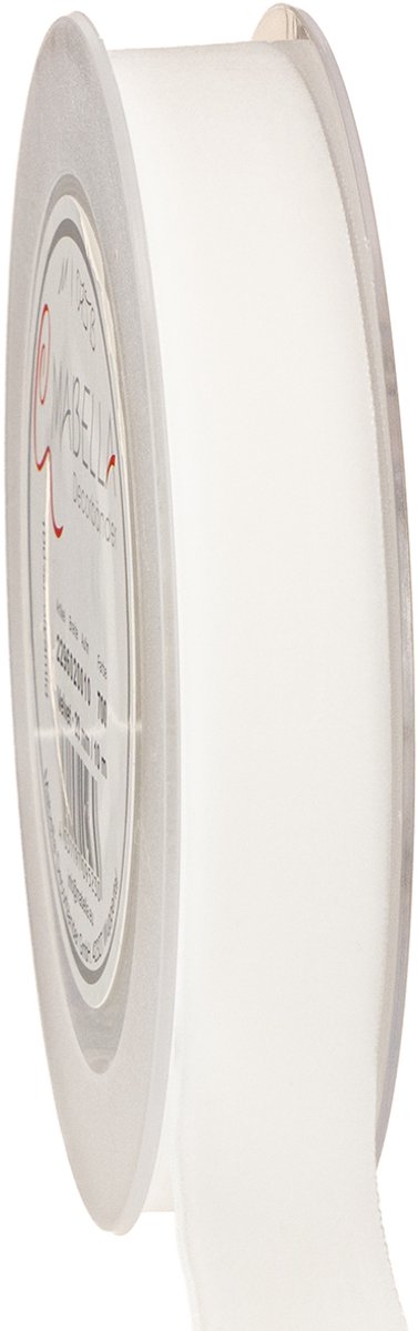 Fluwelen lint, cadeaulint, decoratief lint, wit fluweel, 20 mm breed,