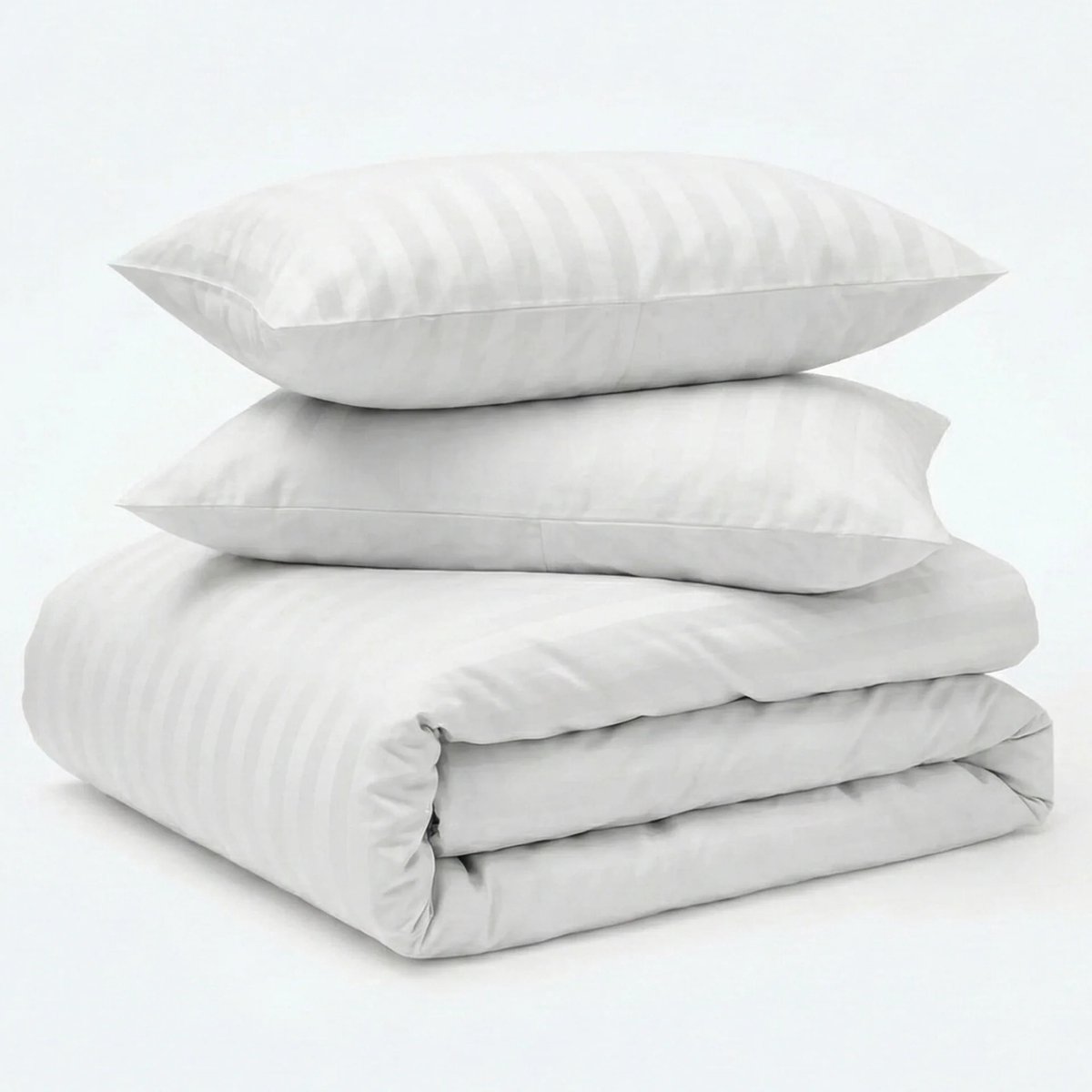 Decoware Dekbedovertrek Hotelstreep 200x220 cm - Wit - Katoensatijn - Met Kussenslopen - Tweepersoons
