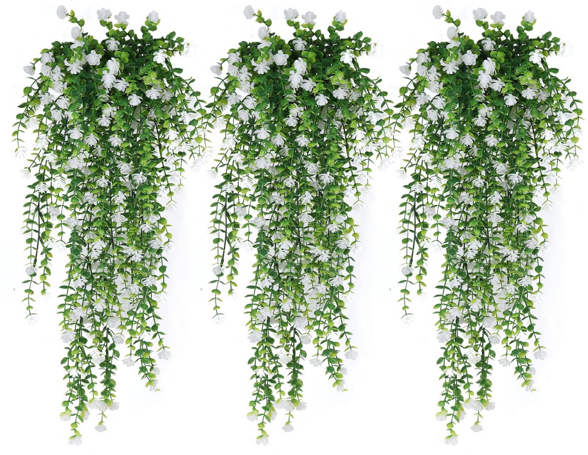 Set van 9 Kunsthangplanten - Eucalyptus Hangplanten - 76 cm lang - UV-bestendig & Waterdicht - Voor Binnen & Buiten Wanddecoratie - Wit