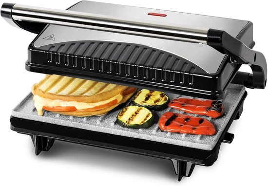 SNJY® Grill Apparaat - Bakplaat Electrisch - Tafelgrill - 700 W - Staal/Zwart — afbeelding 2