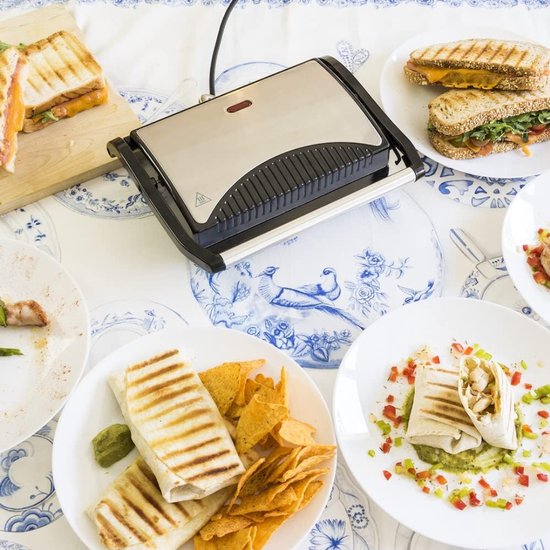 SNJY® Grill Apparaat - Bakplaat Electrisch - Tafelgrill - 700 W - Staal/Zwart — afbeelding 3