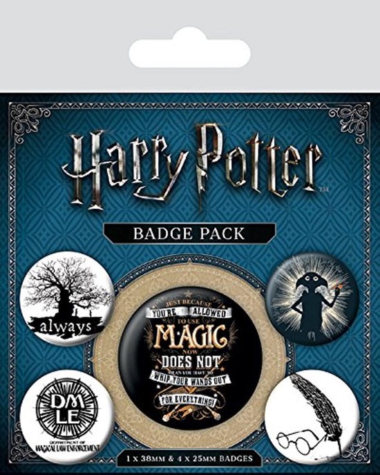 Set van 5 Harry Potter Symbolen Badges - Verschillende Maten
