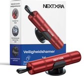 Nextora - Marteau de sécurité - Marteau d'urgence - Hammer de Safety 2 en 1 - Coupe-ceinture de sécurité - Avec verre de test et support adhésif - Rouge