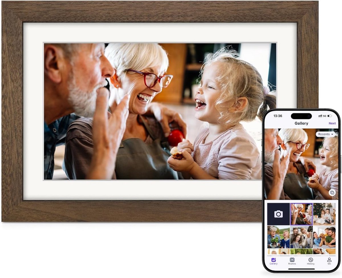 Digitale Fotolijst met Wifi - Fotolijsten - Frameo App - HD Kwaliteit - Sfeervol