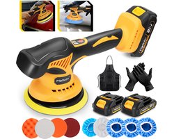 MellWin Draadloze Polijstmachine - Ø 150 mm - Accu polijstmachine - 8 variabele snelheden - 2800-6000 tpm - Incl. 2 Accu’s & Sponsschijf - Polijstset - Voor Auto, Hout, Metaal & Tegels