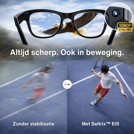 Seltrix™ Camera bril – Met Sony 1080P lens - Slimme bril met camera – AI bril - Met Nederlandstalige app, vertaalfunctie, muziek – Lichtgewicht 37 gram - Transparante lenzen — afbeelding 4