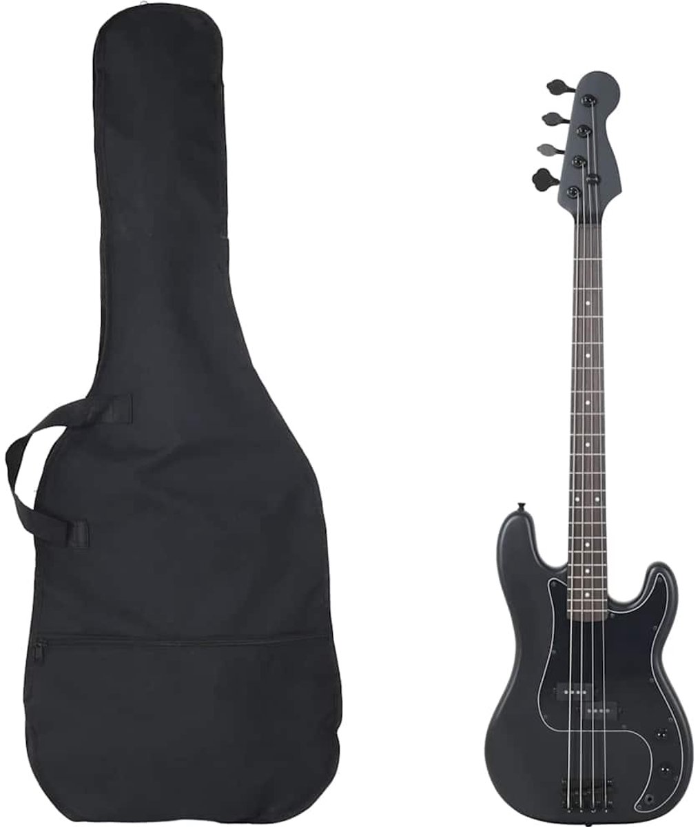 vidaXL - Basgitaar - voor - beginners - elektrisch - met - tas - 4/4 - 46" - zwart