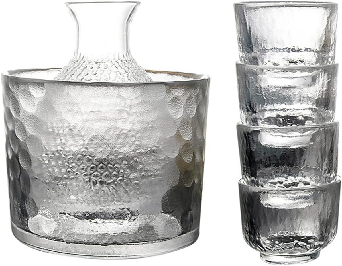 Glazen Sake Set 6 Delig met Kan en Zakopjes voor Warme en Koude Dranken