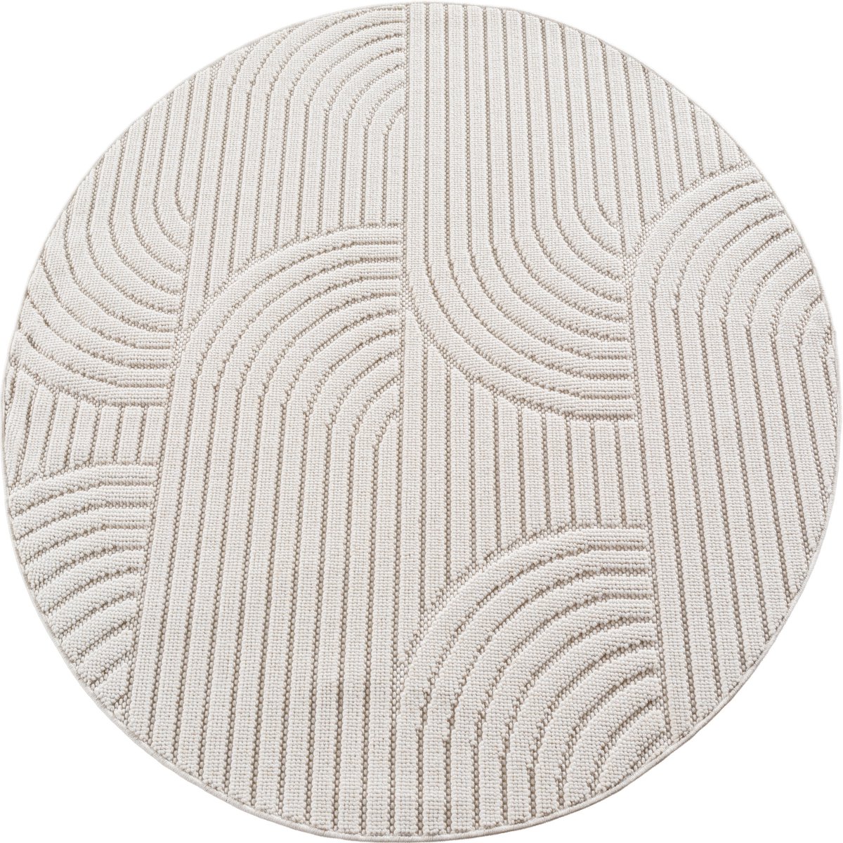 Ayyildiz Helix Japandi Vloerkleed Creme 160 cm rond – Effen Laagpolig Tapijt – Modern Scandinavisch Design voor Woonkamer en Slaapkamer