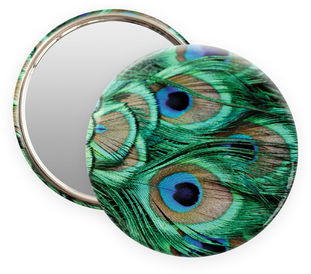 Make Up Spiegel 80mm – Pauwenveren – Zakspiegel – Museumwebshop.com