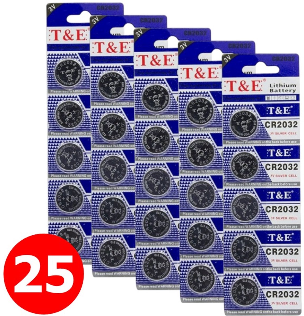 25x CR2032 Lithium 210mAh 3V 20x3.2mm