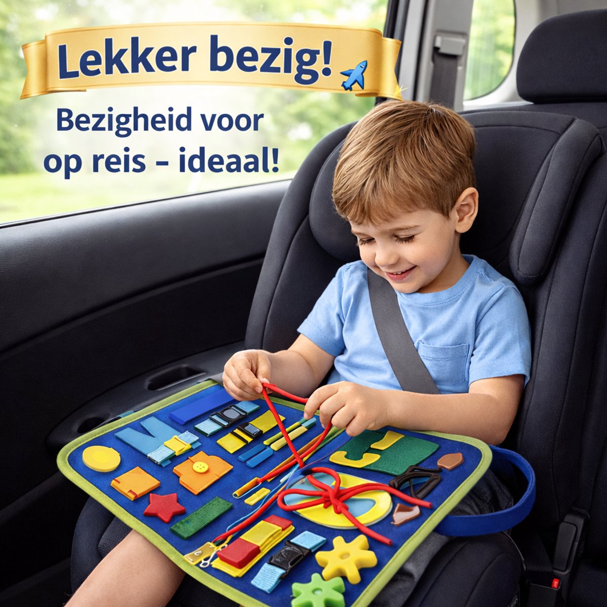 Montessori Busy Board Blauw – Activiteitenboek voor Peuters – Educatief Speelgoed - Motoriek Speelgoed - Leeftijd 1-3 Jaar - Motoriek Ontwikkeling — afbeelding 8