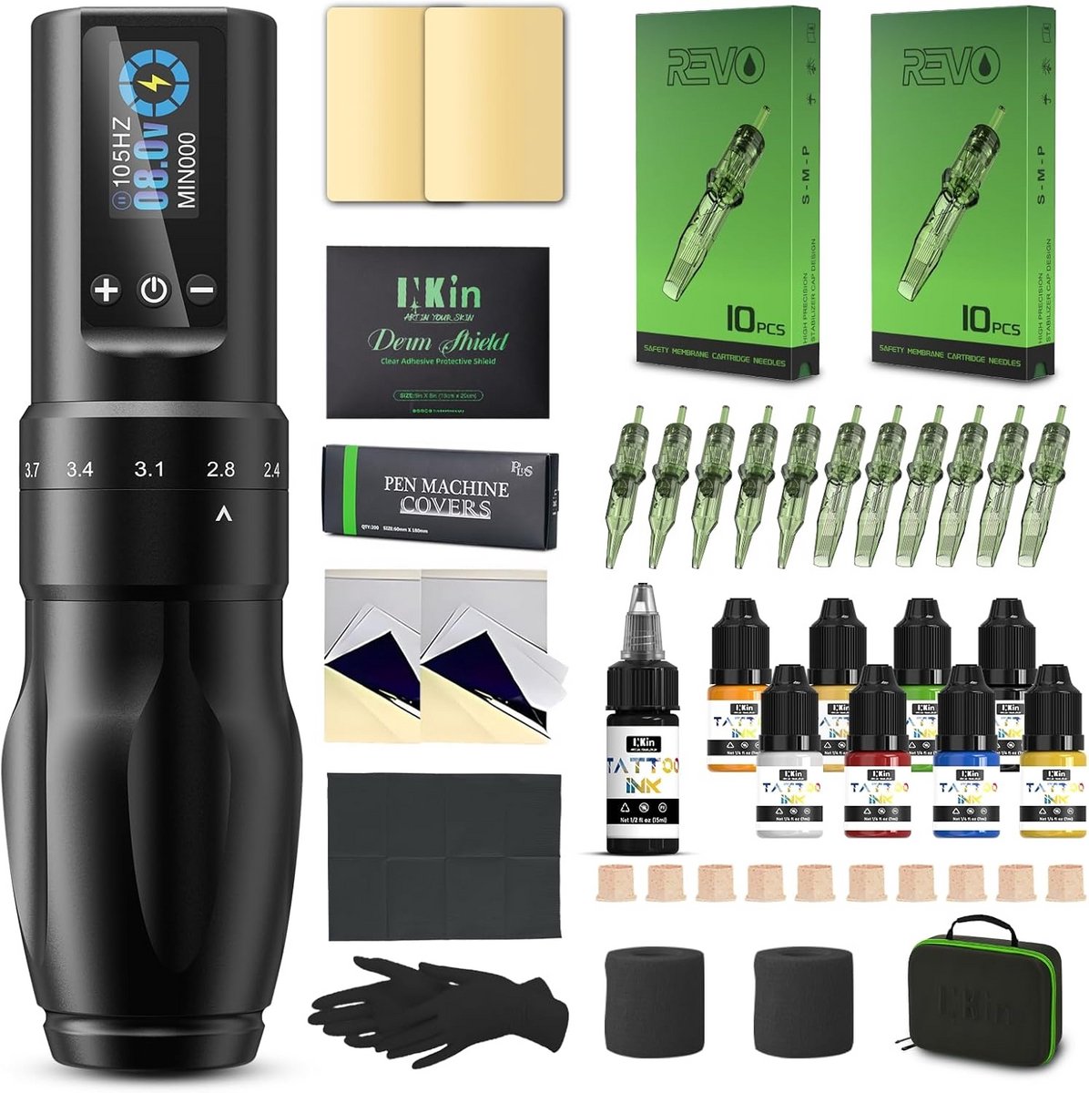 Tattoo Machine met Accessoires - Tattoo kit Draadloos - Complete Set - Professioneel