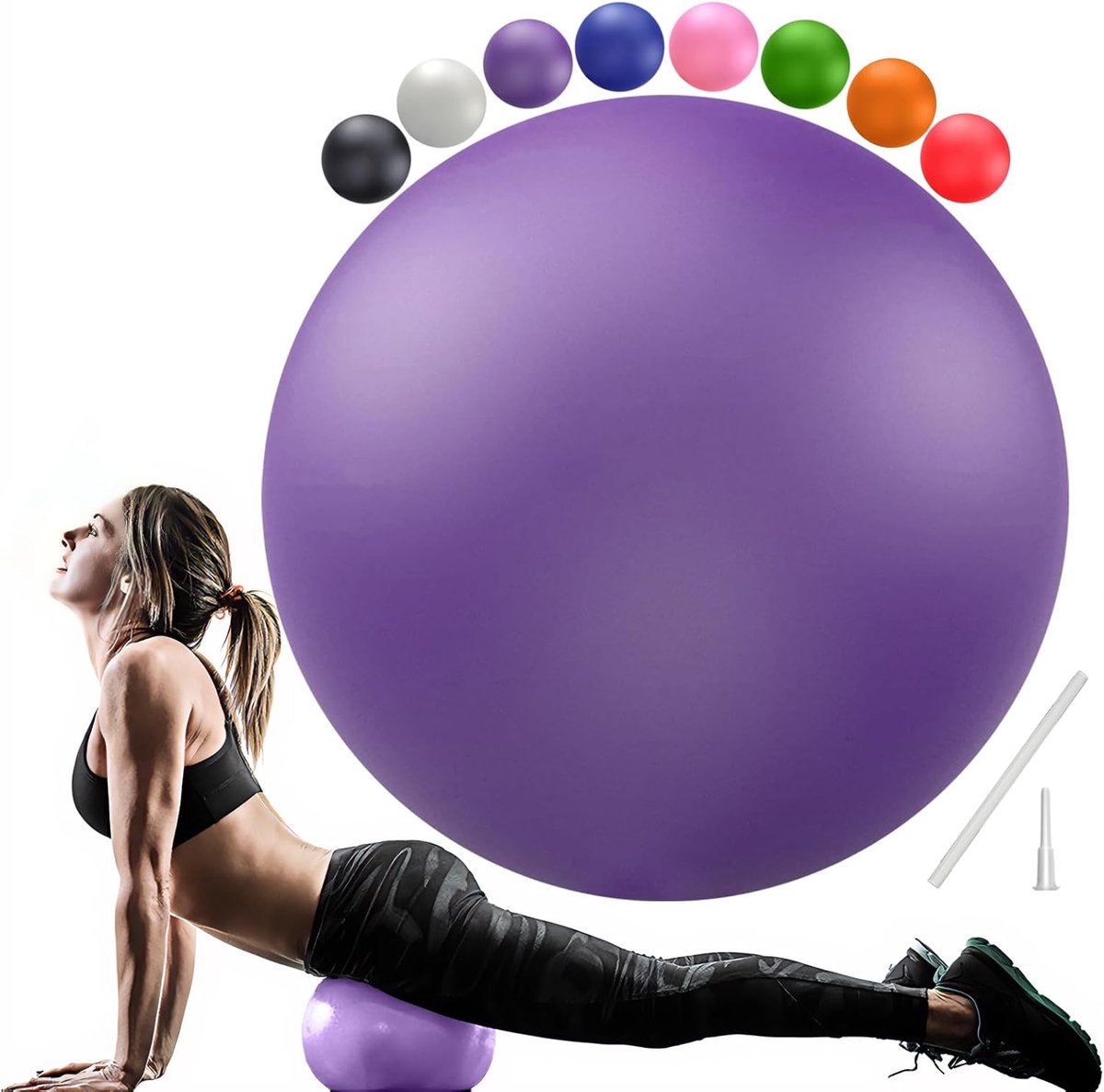Zachte Pilatesbal - 25 cm - Kleine oefenbal - 1 stuks - Met knieklemfunctie - Geschikt voor ontspanning, yoga, coretraining en buikspiertraining - Mini rubberen oefenbal