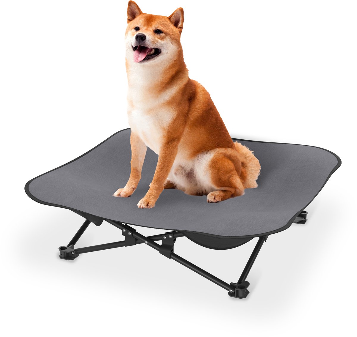 Verhoogd hondenbed 68x68x21cm Opvouwbare hondenligstoel Tuinhondentent met antislipvoetjes Ademend dierenbed Draagvermogen voor buiten tot 60KG Campingbed voor honden en katten NAIZY