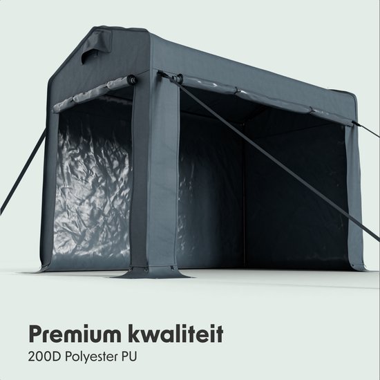 Grijze, opvouwbare tuinschuur met stalen frame, gemaakt van 200D Polyester PU.
