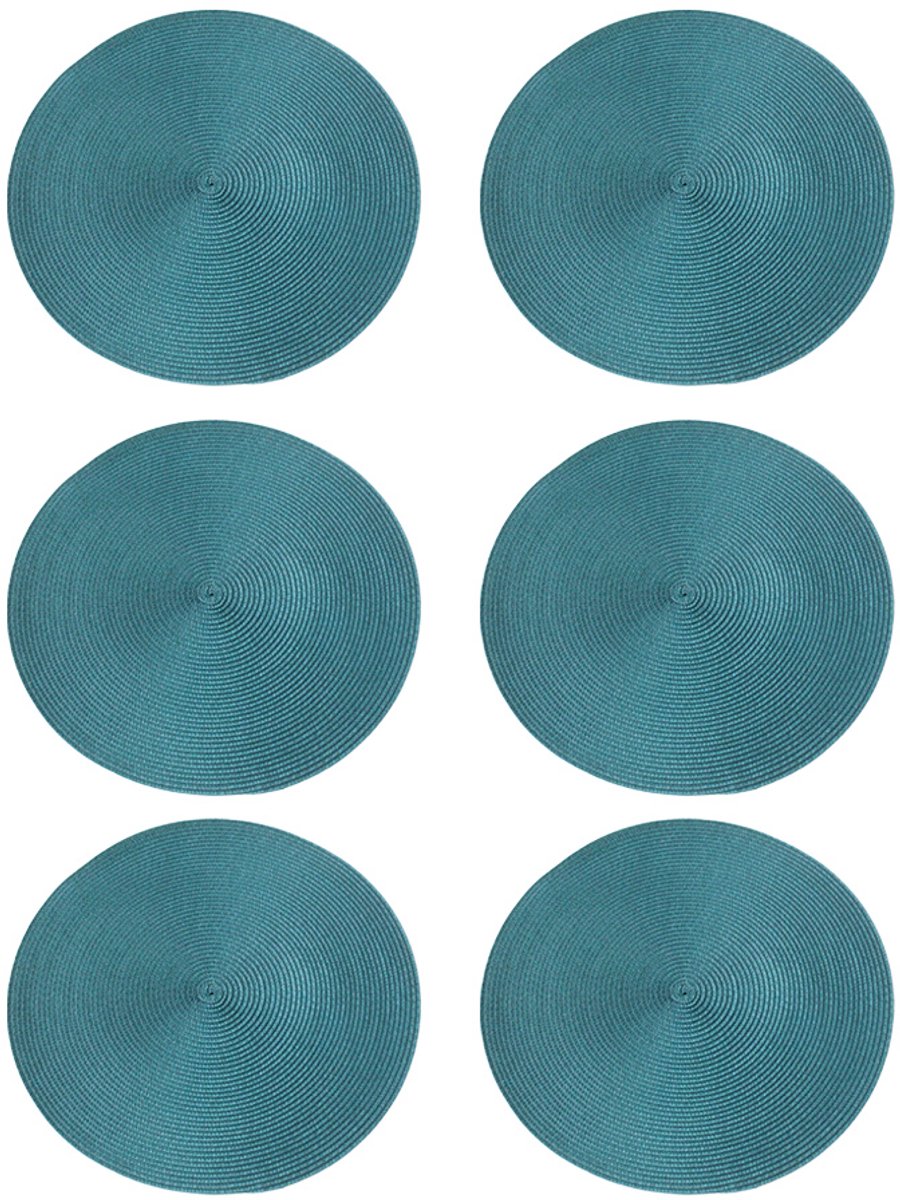 JeiibrZui Hittebestendige Placemats - Wasbare Pp-tafelmatten - Warmte-isolerende Decoratieve Matten - 6 Stuks - Voor Thuis En Feesten Donkergroen