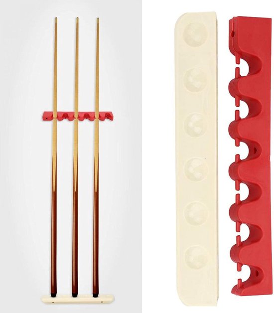 6 Hole Biljartkeu Stand Rack - Rubber Wall Mount Pool Cues Opknoping Beugel - Accessoire voor Scholen, huizen, Clubs . — afbeelding 3