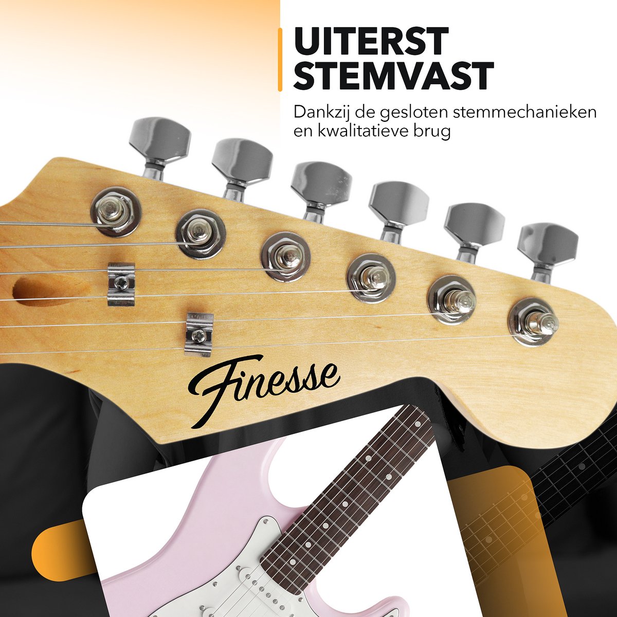 Finesse Elektrische Gitaar met Versterker - met Videocursus - Gitaar - Volwassenen - Kind - Roze thumbnail 3